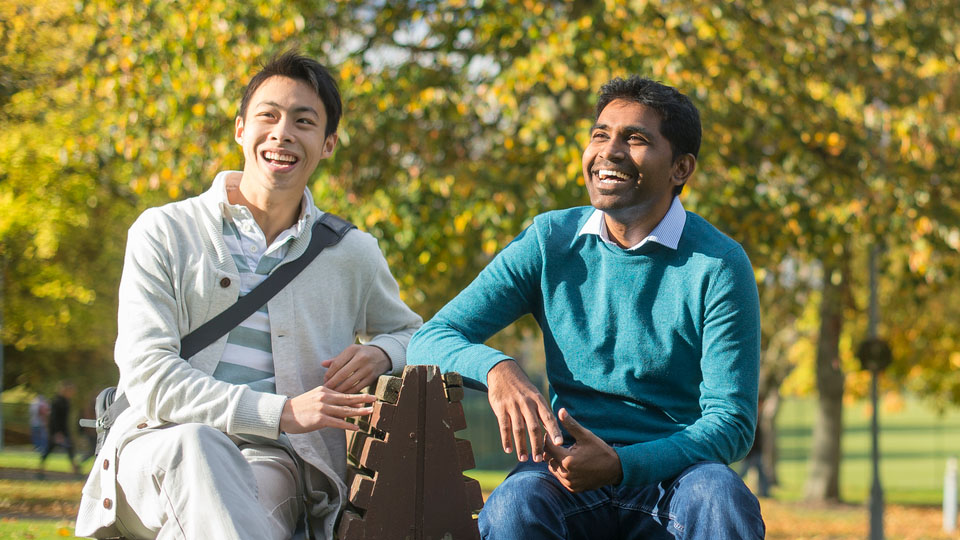Two students on campus