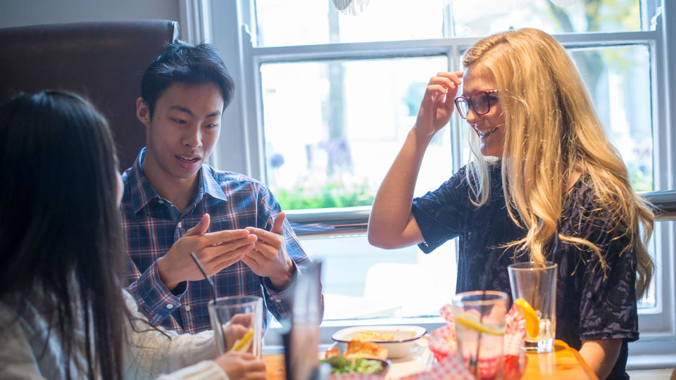 Students chatting in the Students' Union