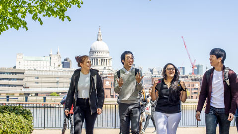 Image of students walking in London.