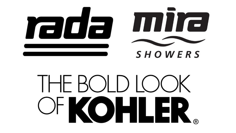 A combination of Mira Logo's including Rada, Mira Showers and The Bold Look of Kohler.
