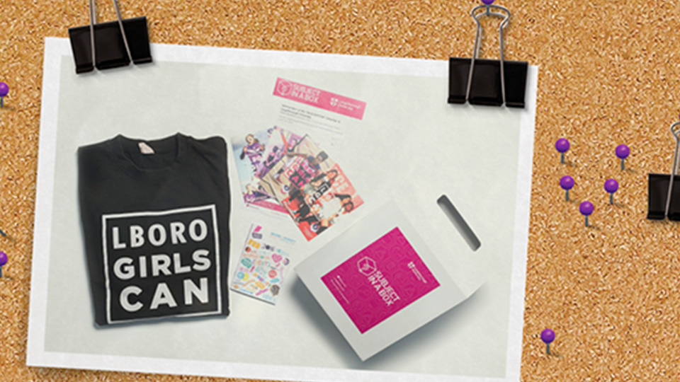 photo of a t-shirt with the words 'Lboro Girls Can' clipped to a notice board