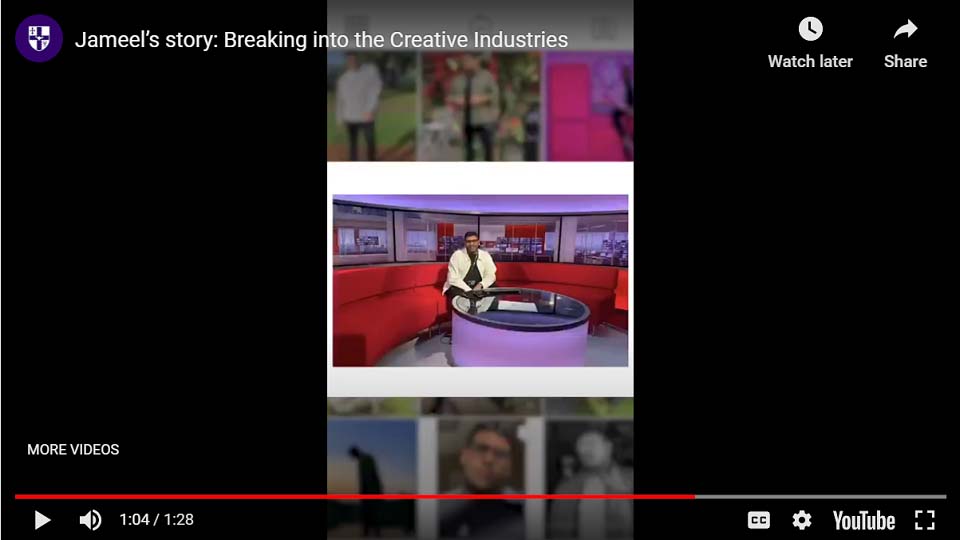 Screenshot taken from the video of Jameel. The screenshot shows the image of Jameel sitting on the BBC Breakfast red sofa. 