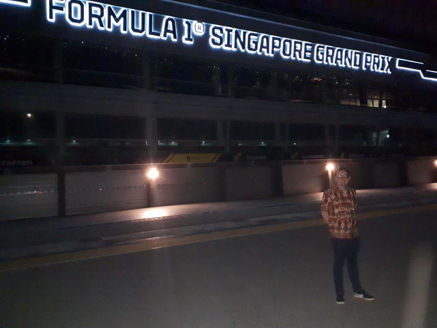 Joe at the Formula 1 Singapore Grand Prix circuit.