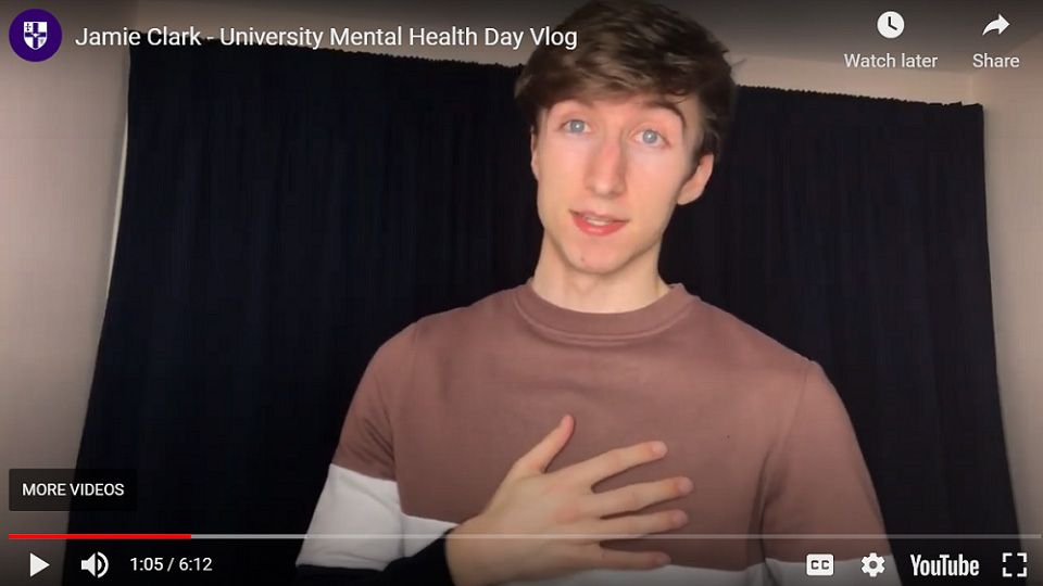 Screenshot of Jamie's vlog where he is standing up speaking to the camera. 
