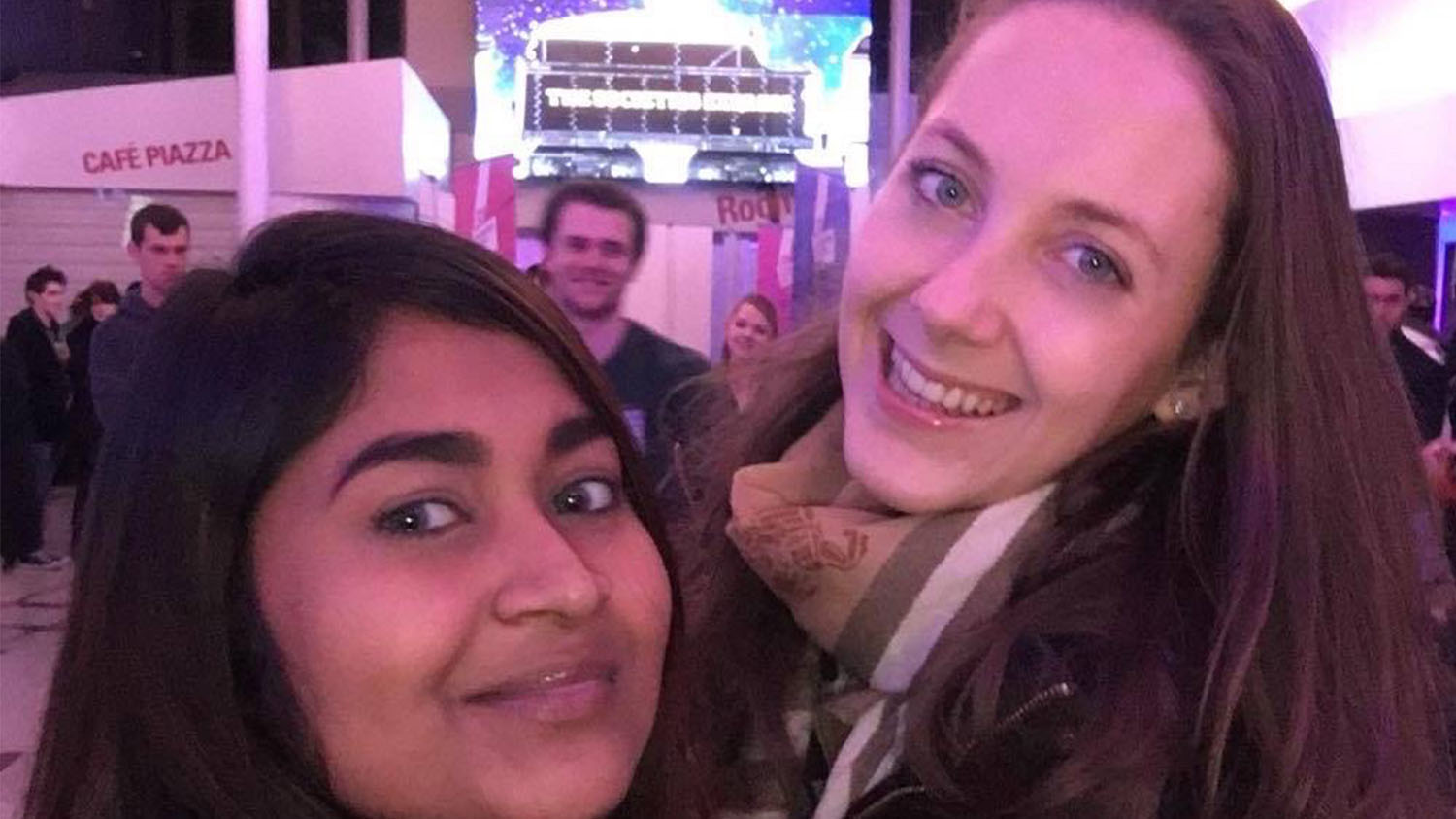 Imogen and a friend at Loughborogh Students Union.