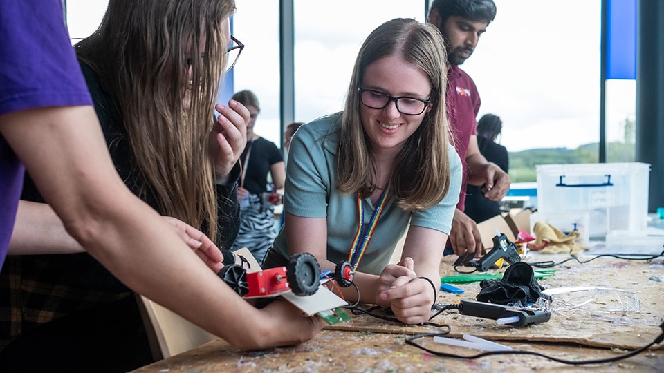 Students working in the STEMLab Ideas Factory at Loughborough University
