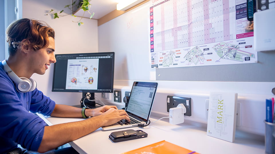 student in halls of residence