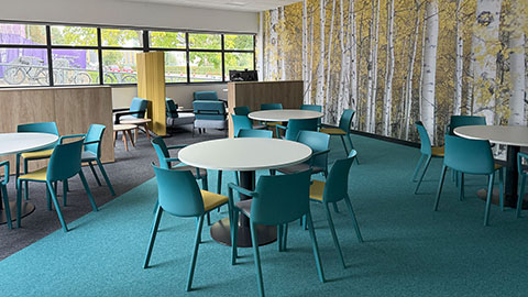 A study space in the Stewart Mason building