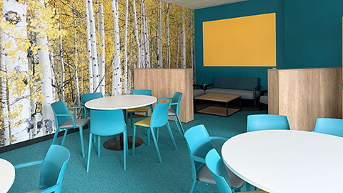 A study space in the Stewart Mason building