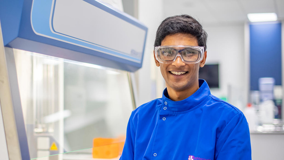 Chemistry student Dipak studying in STEMLab