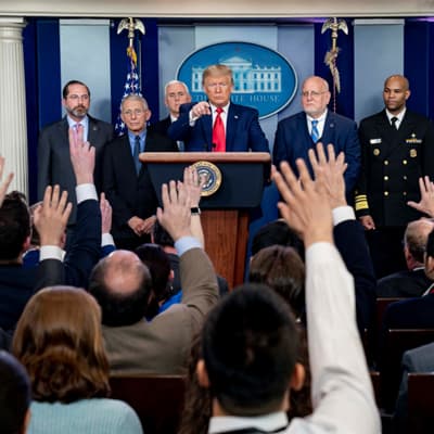White House Coronavirus Task Force press briefing during the Trump administration.