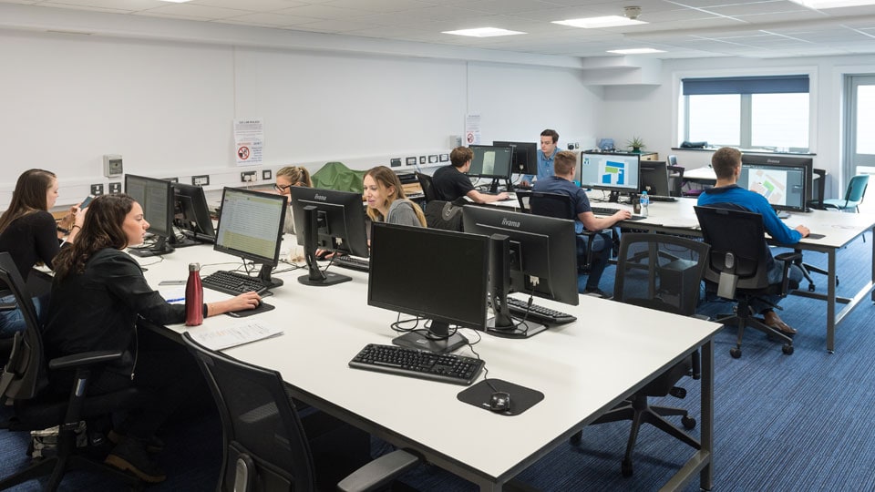 students working in the Geospatial Laboratory
