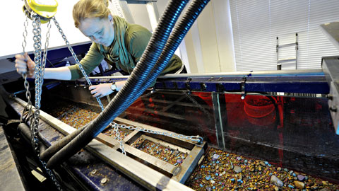 a researcher working in the River Science Lab