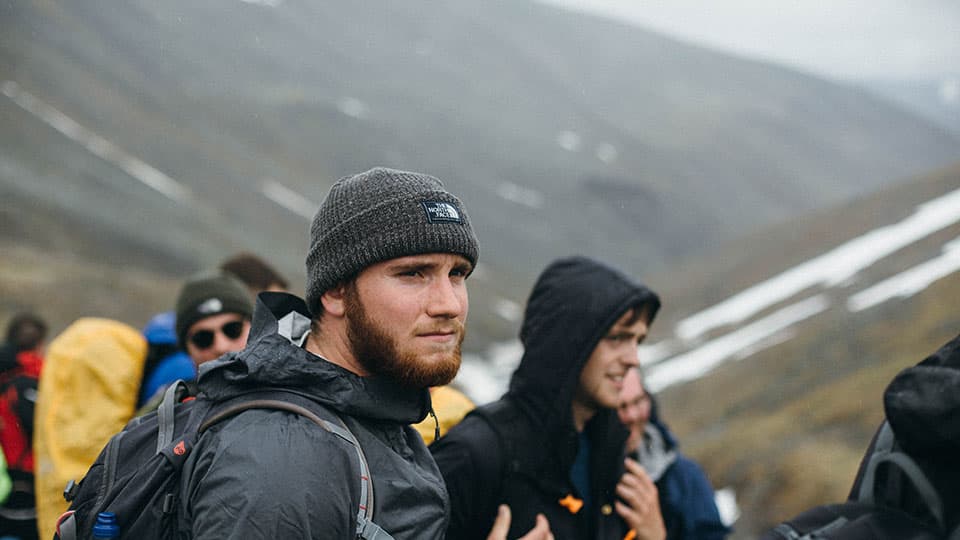 a group of students hiking in Sweden