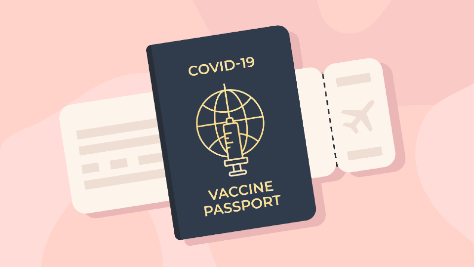 An illustration of a COVID-19 vaccine passport. 
