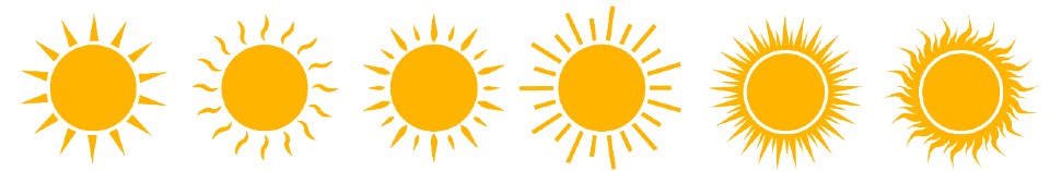 Sun icons in a row