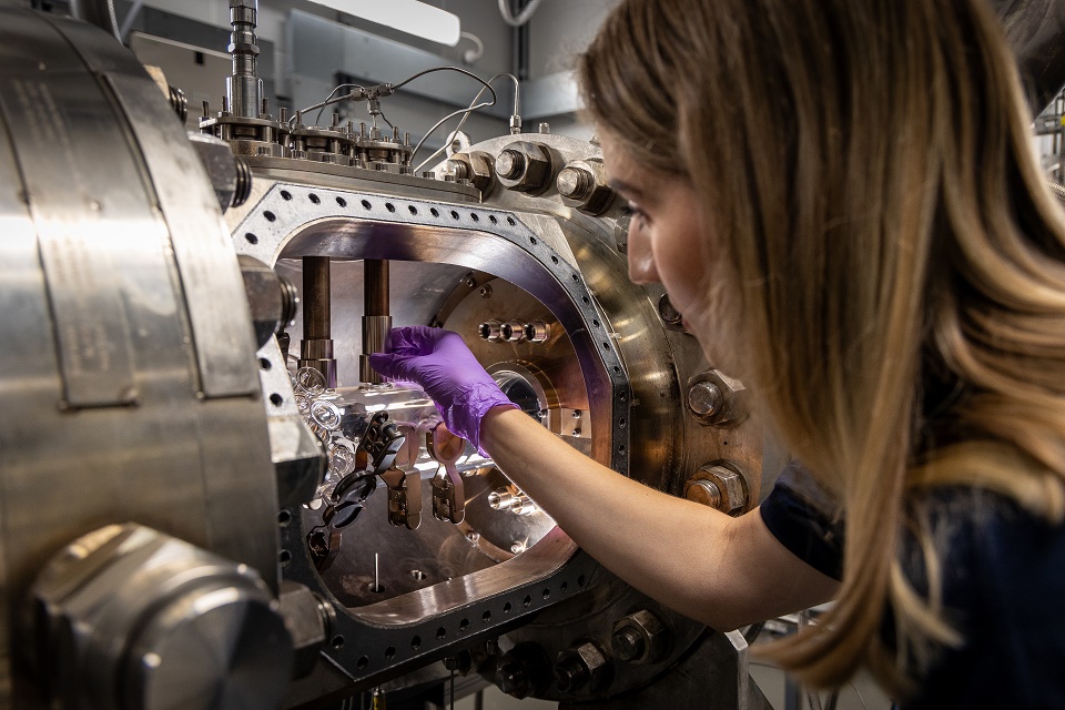 A researcher from Loughborough’s National Centre for Combustion and Aerothermal Technology carries out testing on an engine rig as part of a project with Rolls-Royce to enable hydrogen to be used as an aviation fuel.

