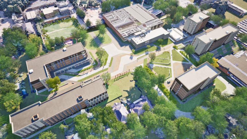 A birds eye view of Car Park 5 on the Loughborough University campus