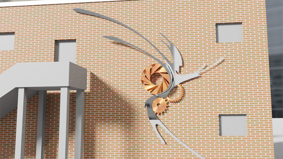 Image of the proposed sculpture for the Eccleston exterior wall, designed by Ian Tricker