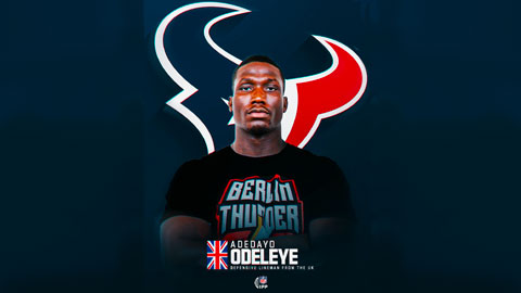 Loughborough student Adedayo Odeleye has earned a dream move to the Houston Texans in the NFL as part of the 2022 International Player Pathway program.

