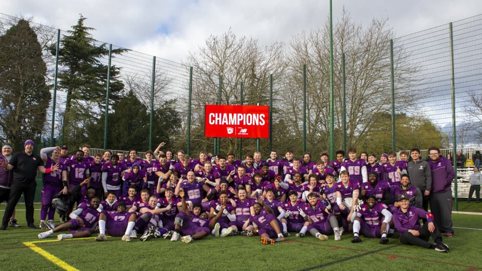Loughborough's American football team celebrate BUCS success.