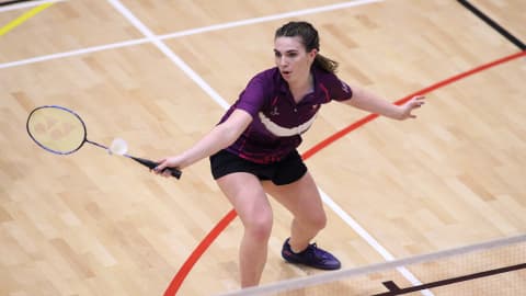 Lizzie Tolman playing badminton