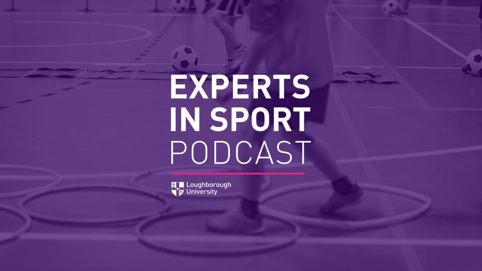 the latest exports in sport podcast logo with children playing sport in the background