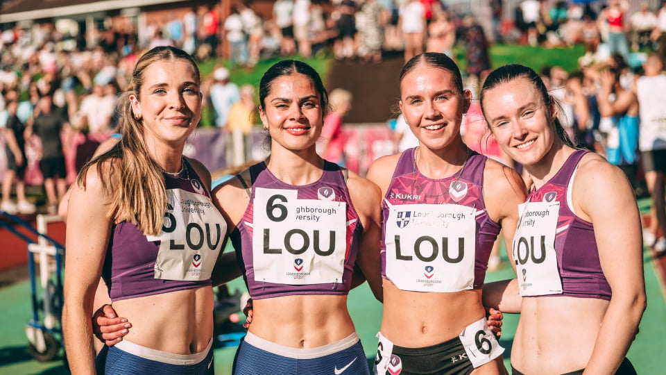 a posed shot of Loughborough's 4x400m women relay team