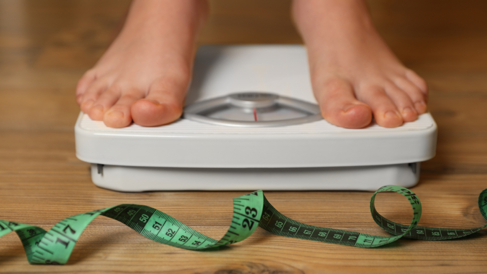 a child stool on weighing scales