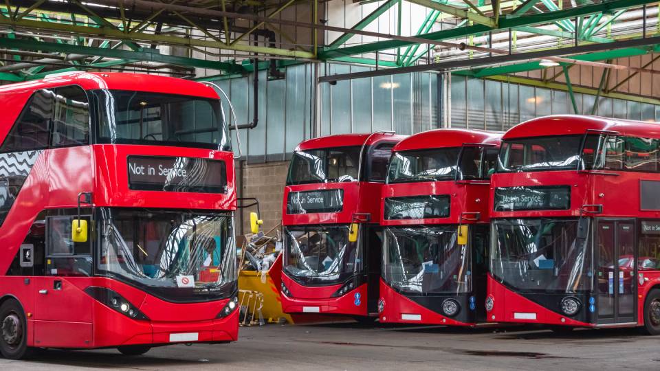 a fleet of london buses