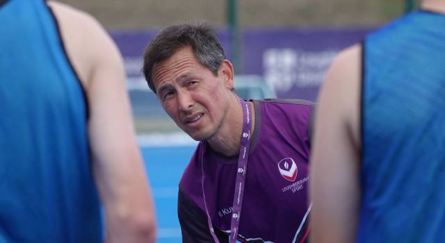 Loughborough hockey coach jerome goudie in action