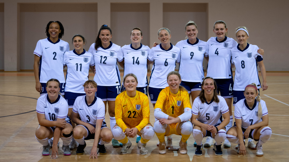 a futsal team lines up prematch