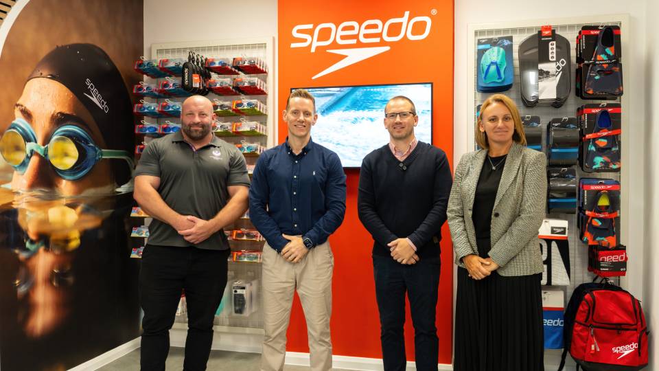 people stood for a posed shot to announce loughborough's partnership with speedo