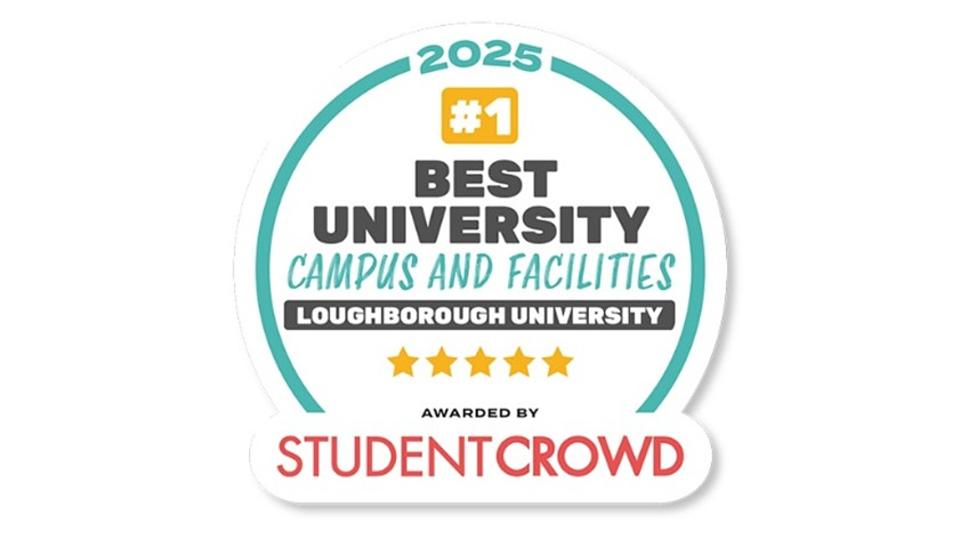 Student Crowd badge that says 'Best University - Campus and Facilities' with five gold stars underneath