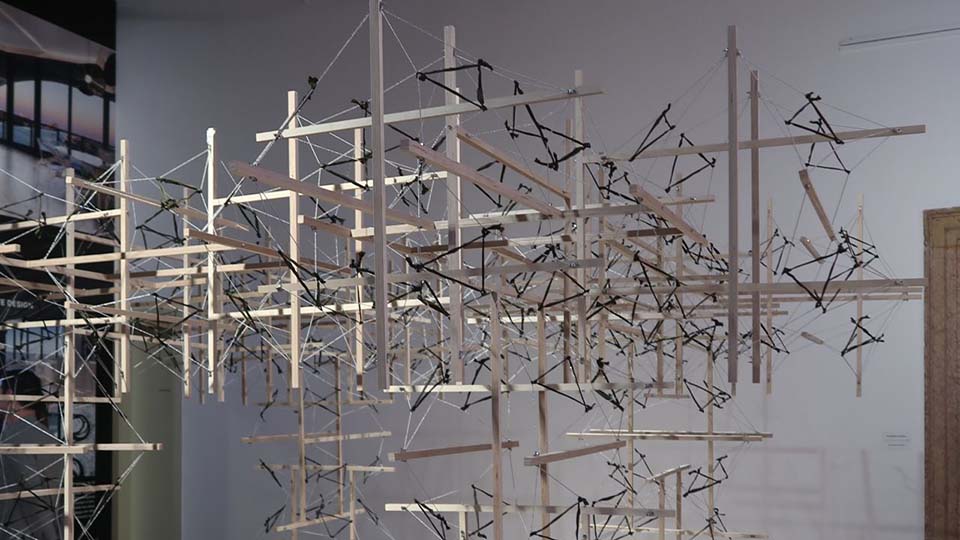 An exhibit of a pavilion created by Loughborough Architecture students.