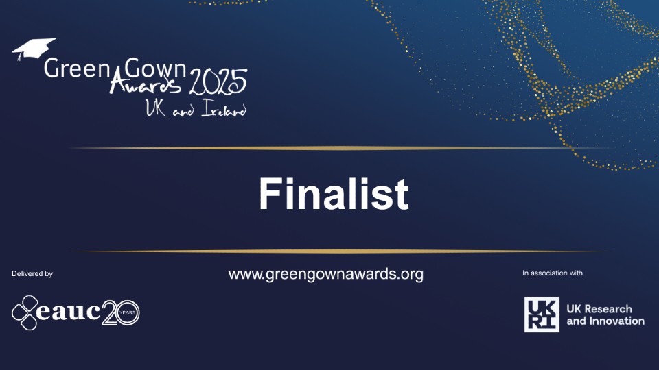 A certificate for Loughborough University becoming finalists at the Green Gown Awards 2025.