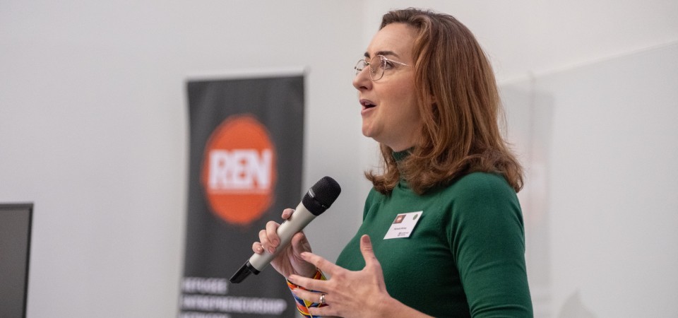 Professor Michelle Richey at the 2025 Refugee Entrepreneurship Network (REN) summit.