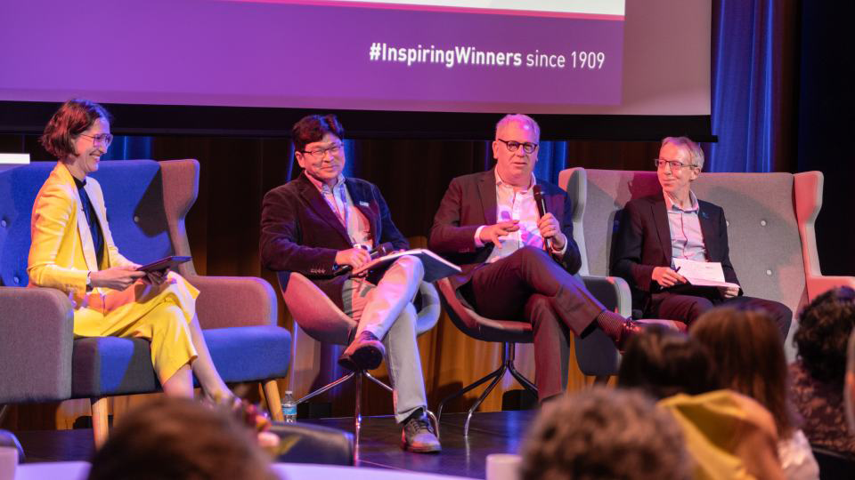 Dr Ksenia Chmutina sat with the three Loughborough UNESCO Chairs as part of a panel event on stage