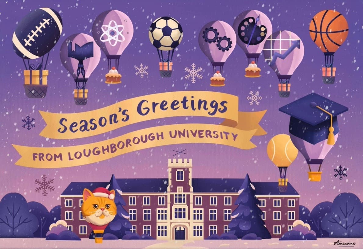 A Christmas card design with text that reads: 