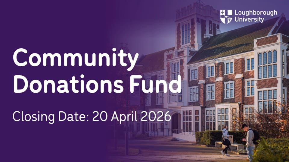 Hazlerigg Building alongside the text 'Community Donations Fund, closing date 20 April 2026'.