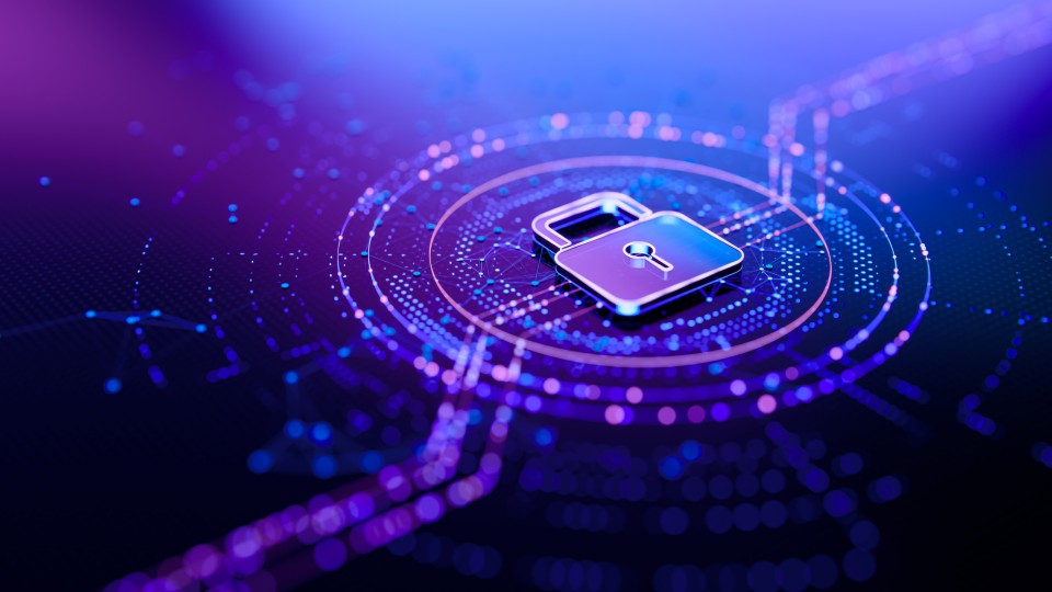 Digital background featuring a padlock, symbolizing cyber security and data protection concepts.