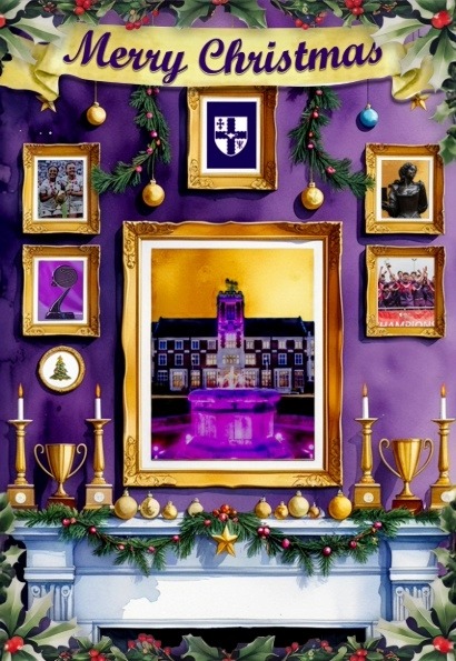 A Christmas card design that reads 