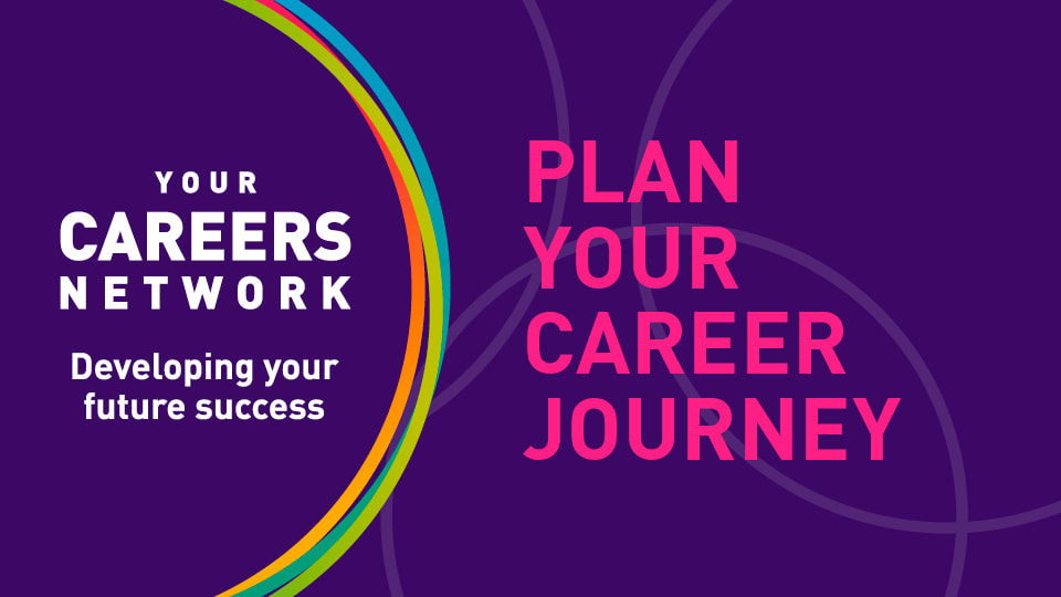 Purple background with the Careers Network logo alongside pink text reading 'Plan your career journey'.