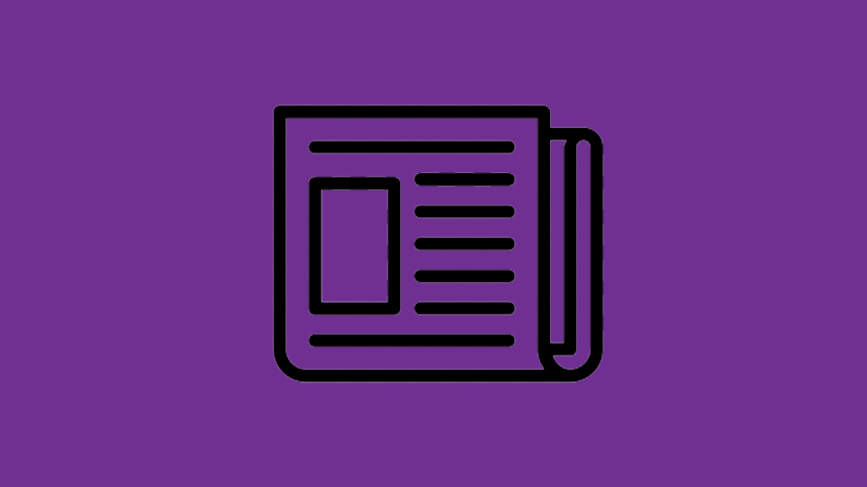 A purple background with an icon of a news article.